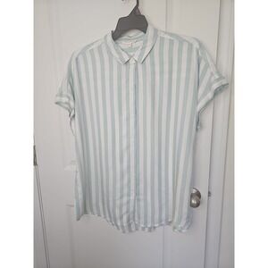 beachlunchlounge collection  stripe short sleeve button up shirt Spring Tulip XL